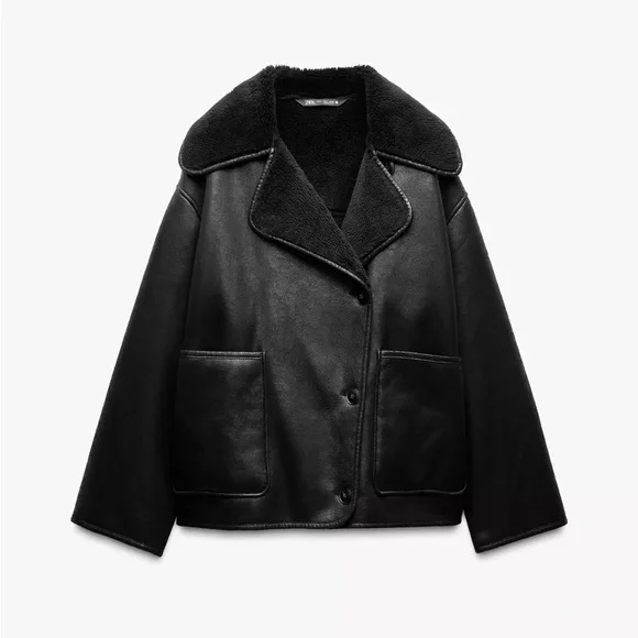 Zara Black Teddy Jacket - Picture 1 of 5